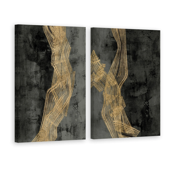 Marmont Hill - Handmade Golden Waves II Diptych - Multi-color