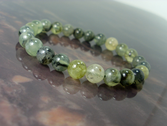 Natural Prehnite Bracelet 8 Mm, Gemstone Bracelet, Unisex Women Men Beaded Healing Crystal + Gift Bag