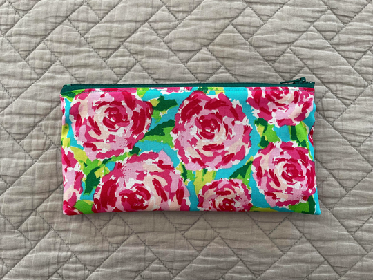 Bright Floral Midsize Zipper Pouch, Pencil Gift, Thank You Makeup Accessory Bag