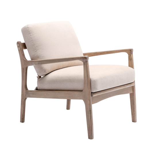 Nordic Style Wood Frame Armchair, Accent Chair Lounge Chair for Living Room Bedroom Home Office