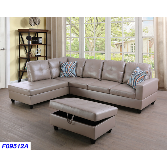 Jaxson 104"Wide 3-Pieces Sectional Sofa Set,Latte(09512)