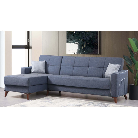 Avon Modern Fabric Upholstered L-shaped Convertible Sectional Sofa with Storage
