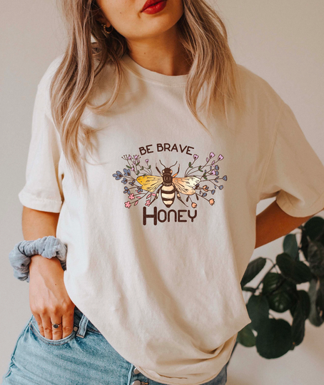 Comfort Colors Boho Shirt, Be Brave Honey Butterfly Comfy Oversized Celestial Aesthetic Vintage Shirt