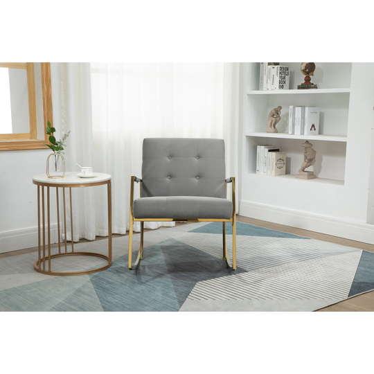 Velvet Upholstered Tufted Comfortable living Rocking Chair With Stainless Steel Feet