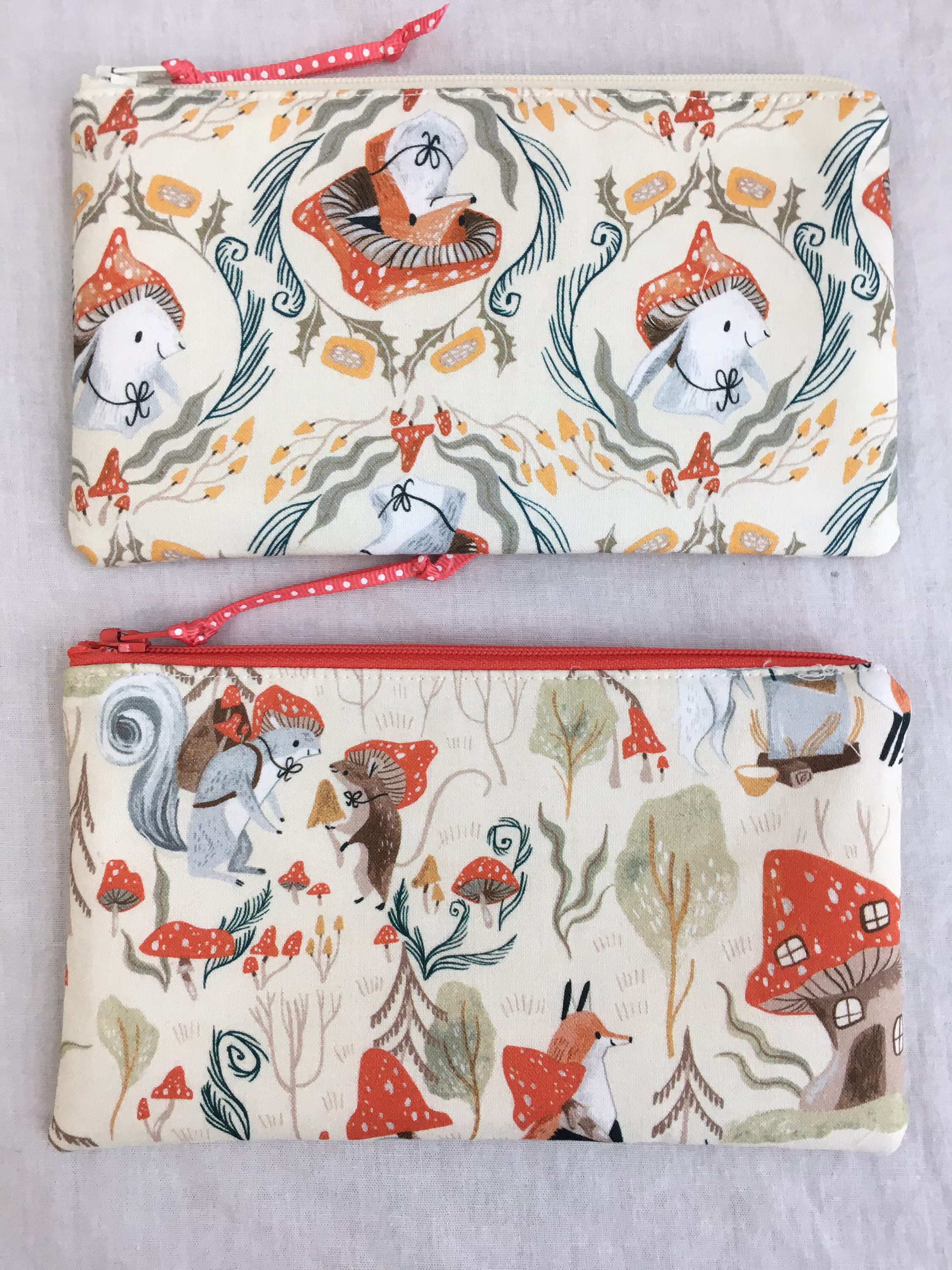 Animals & Amanitas Padded Zipper Pencil Case, Glasses Crochet Hook Case