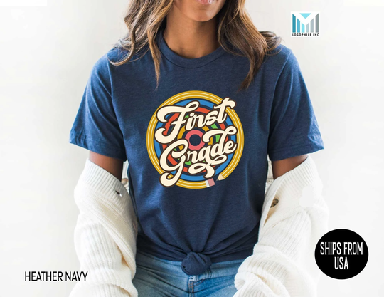 1St Grade Teacher Retro Pencil Shirt, First Teaching Tshirt, Cute Tees, Classroom Level Team, Stylish Gift