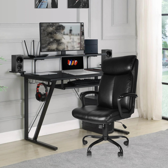Home Office Chair - Mid Back Executive Task Chair Adjustable Computer Desk Chair with Lumbar Support, Padded Armrest, Swivel