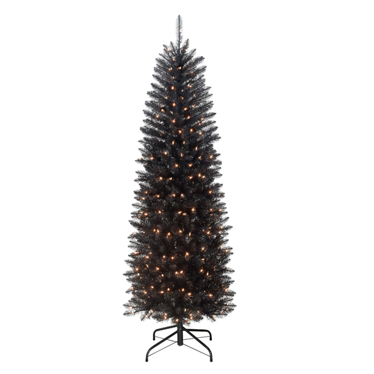 6.5' Pre-Lit Pencil Fraser Fir Artificial Christmas Tree, Clear Lights - 6.5 Foot