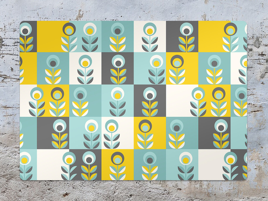 Modern Floral Chair Mat, Blue Splat White Vinyl Floor Abstract Protective Office Decor, Decorative Gift Idea, Splash Mat