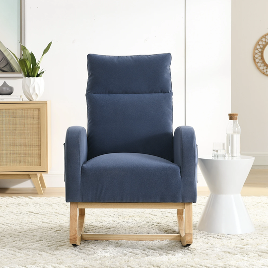 27.6"W Living Room Velvet Arm Chair Rocking Chair with Side Pocket