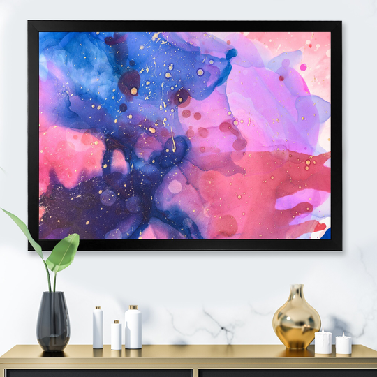 Designart 'Colored Splashes Inks Abstract' Abstract Framed Art Print