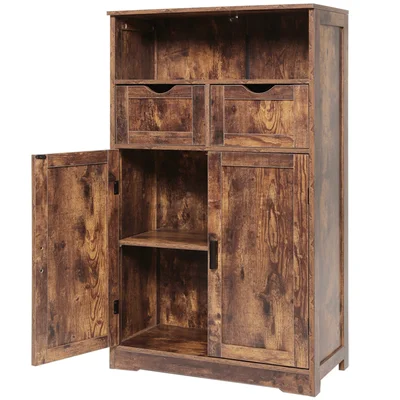 Millwood Pines Large Storage Cabinet With 2 Adjustable Drawers & 2 Shelf, 42.5"H X 23.6"L X 11.8"W, Floor Bathroom Cabinet, Sideboard, Cupboard With D