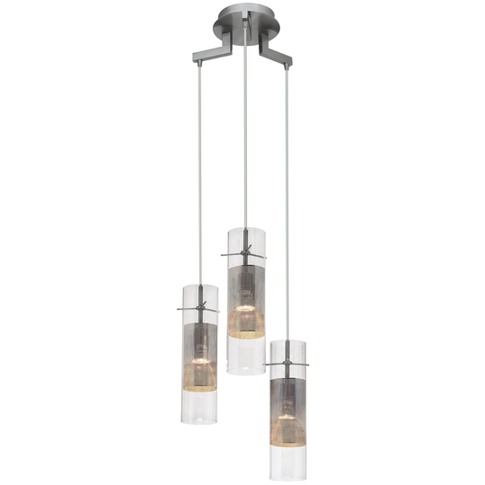 Spartan 3-light Brushed Steel Cluster Pendant - Brushed Steel