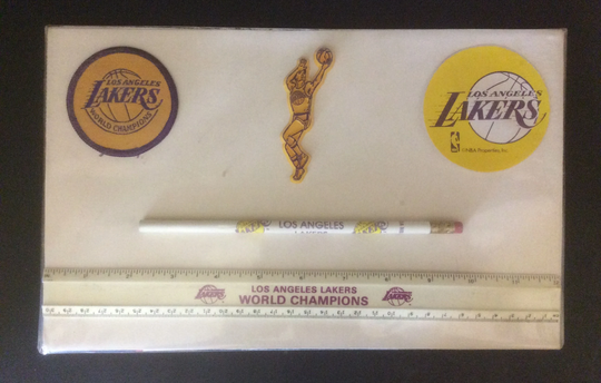 Los Angeles Lakers Vintage 1980S Memorabilia Lot Patch Decal Pencil Ruler