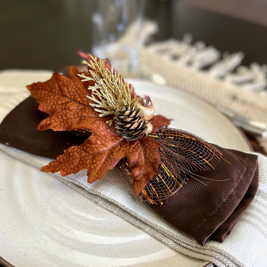 Thanksgiving Napkin Ring, Gold Fall Table Decorations, Autumn Table, Wedding Decor, Shower Decor