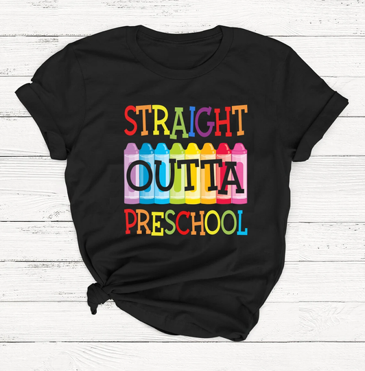 straight Outta Pencils Pre-K Pre School Kindergarten 1st 2nd 3rd Shirt, Preschool Graduation Senior Class