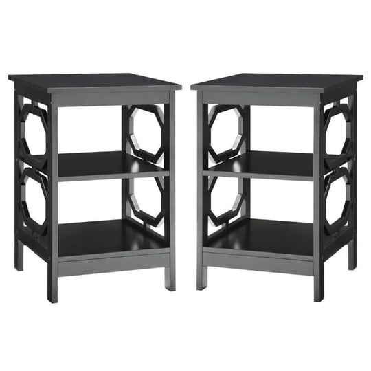 Omega Square End Table in Black Wood Finish - Set of 2 - 54 x 84