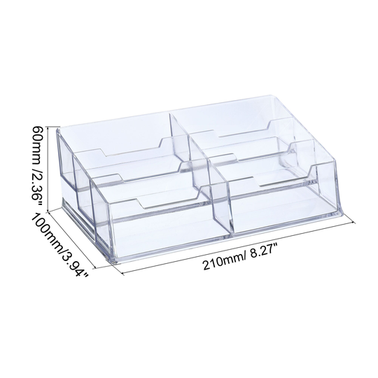 Business Card Holder Plastic 6 Slots Desktop Name Card Display Stand - Clear