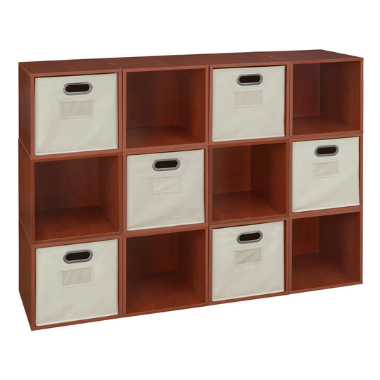 Noble Connect Storage Set - 12 Cubes and 6 Canvas Bins- Cherry/Natural