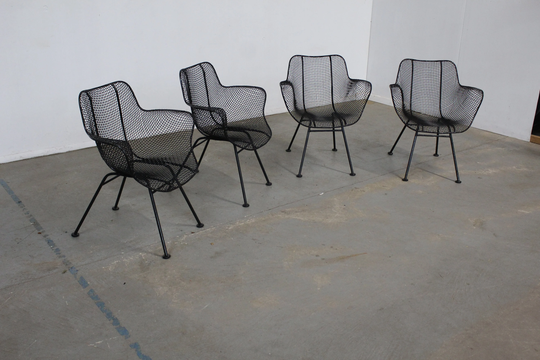 Set Of 4 Mid-Century Modern Woodard Sculptura Outdoor Dining Chairs