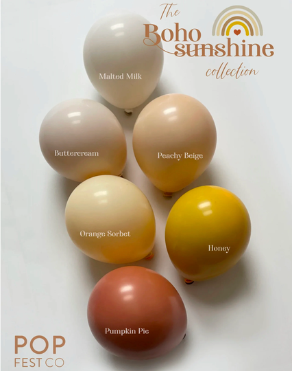 Individual Matte Colors Double Stuffed Balloons | Boho Beige Sunshine Construction Baby Birthday, Bridal Shower, Party Celebration Decor