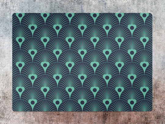 Blue Art Deco Chair Mat, Vinyl Floor Navy Protective Abstract Splat Pvc Office Room Rug, Kids Decor