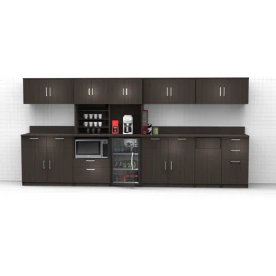 Buffet Sideboard Kitchen Break Room Lunch Coffee Kitchenette Cabinets 9 Pc Espresso - Factory Assembled (Furniture Items Purchase Only)