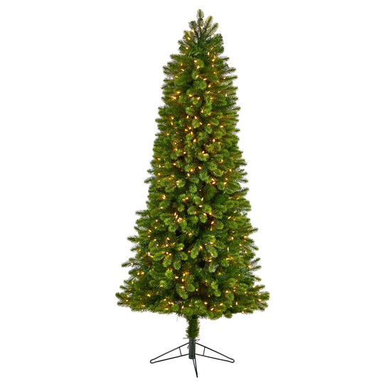 7' Slim Virginia Spruce Artificial Christmas Tree with 500 Warm White (Multifunction) LED Lights