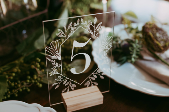 Garden Acrylic Table Numbers - Modern Wedding Sign Decor Outdoor Boho Clear Number Romantic