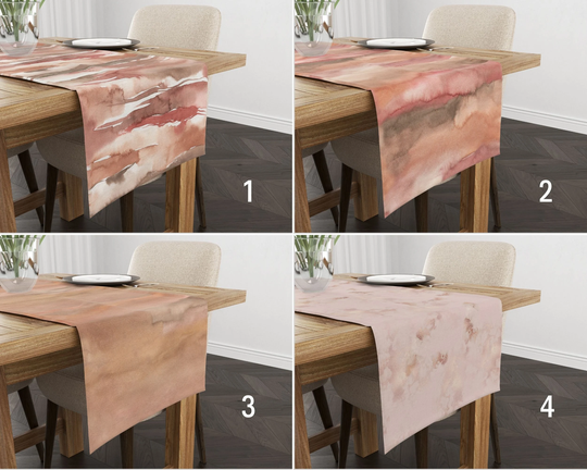 Abstract Table Runner, Salmon Pink Boho Tablecloth, Kitchen Linens, Dining Textile, Indoor & Outdoor Decor, Gift For Her