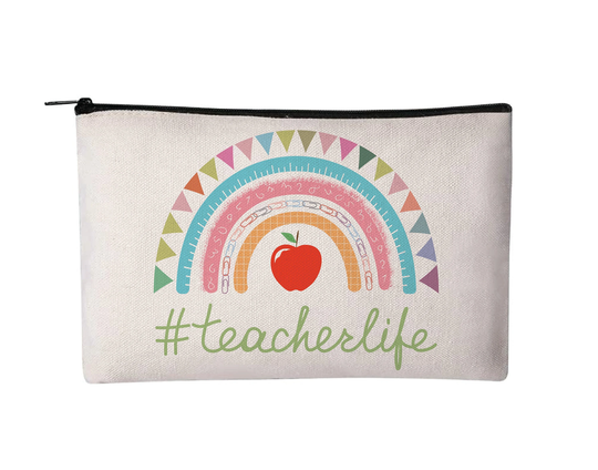 Teacher Pencil Pouch, #teacherlife, Life, Gift, Case, Zippered Personalized Bag
