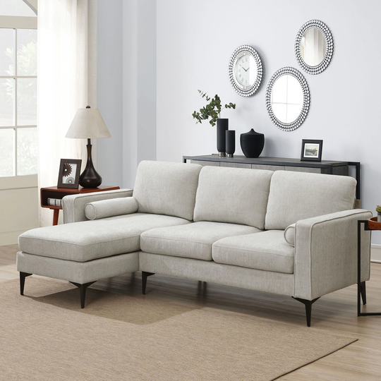 Modern Convertible Sectional Sofa, Fabric 3-Seat Couch with Reversible Chaise