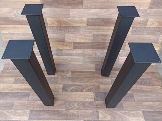 4x Straight Steel Tube Table Legs | Desk Legs, Coffee Bench Square Metal Corner | Set Of 4