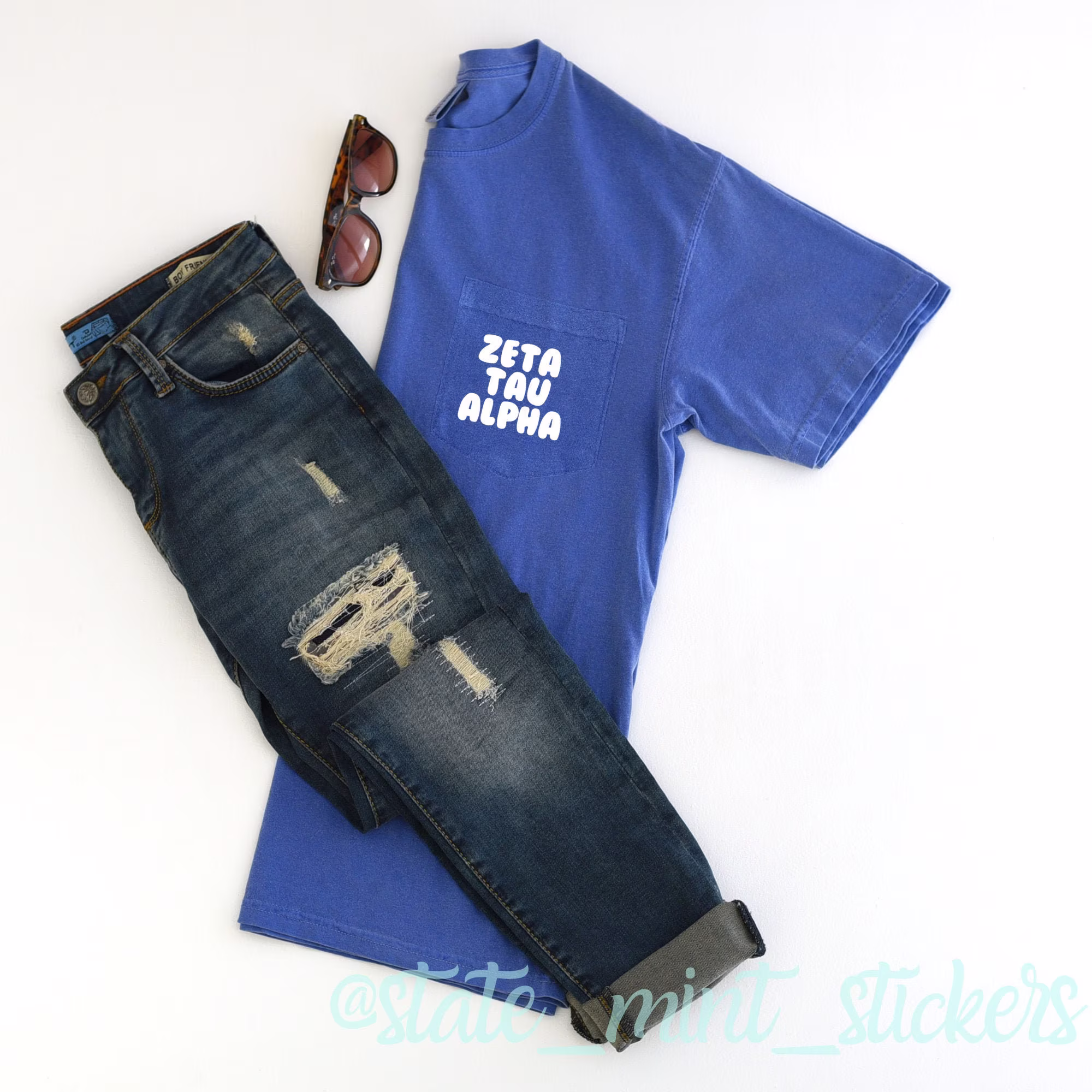 Zeta Tau Alpha Zta | Comfort Colors Short Sleeve Tee T-Shirt Sorority Stars, Big Little, Bid Day, Pocket Tee, Tee Shirt, Tshirt, T-Shirt