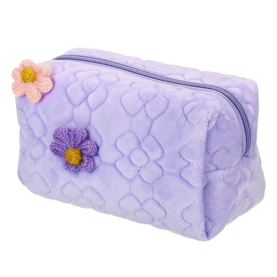 Large Capacity Pencil Case, Pen Pouch Bag Stationery Organizer Flower, Purple
