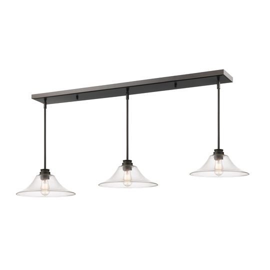 Avery Home Lighting Bronze Finish with Clear Shade - Steel 3-light Island/Billiard Light - Bronze Finish
