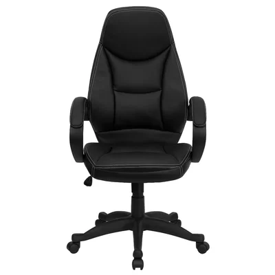 Embroidered EMB High Back LeatherSoft Ergonomic Office Chair w/Curved Back & Loop Arms