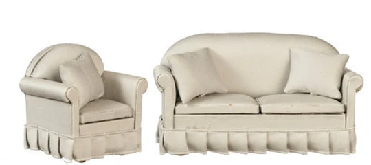 112 Dollhouse Miniature Sofa & Chair Set/Gray Az 91708