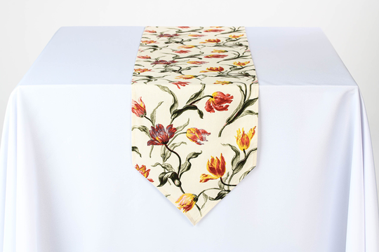 Table Runner With Tulips, Flower Pattern Table Centerpiece, Tulip Gift For Her