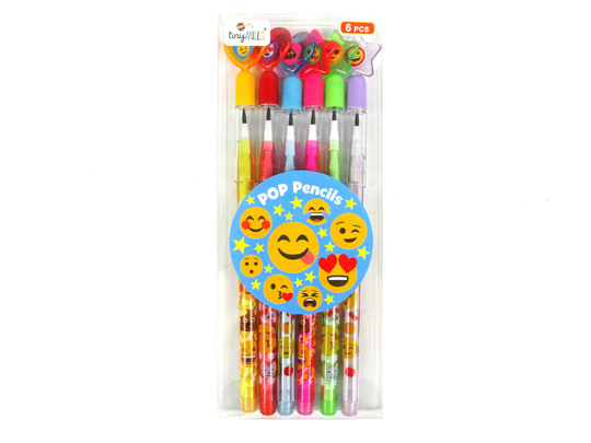 6 Pcs Emoji Emoticon Multi Point Pencils