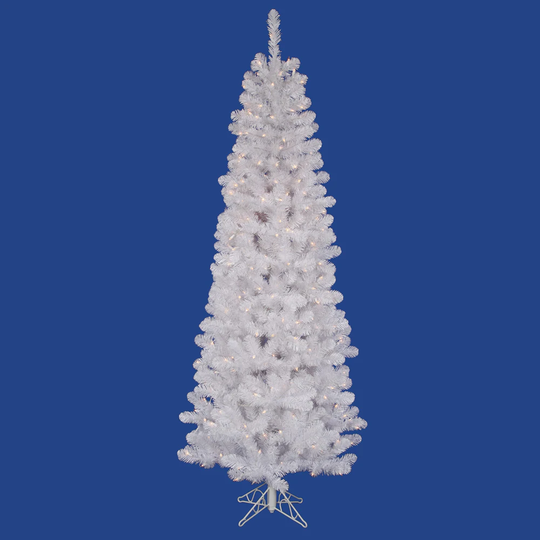 9.5' Pre-Lit White Salem Pine Pencil Artificial Christmas Tree- Clear LED Lights