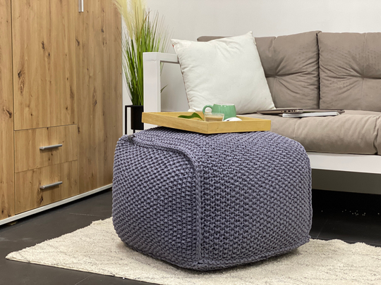 Square Pouf Crochet, Knitted Foot Stool, Ottoman, Knit For Foot, Round Chair Minimalist Cushion, Floor Crochet