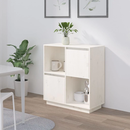 Sideboard White 29.1"x13.8"x31.5" Solid Wood Pine