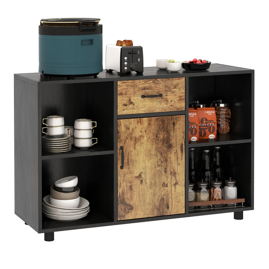 Costway Farmhouse Buffet Sideboard Coffee Bar File Cabinet Console - 48'' x 16'' x 31.5'' (L x W x H)