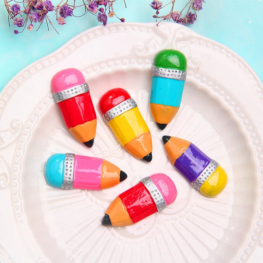 10Pcs Pencil Resin Crafts Accessories Soft Clay Handcrafts Diy Sewing Decoration Art For Bow Clothes