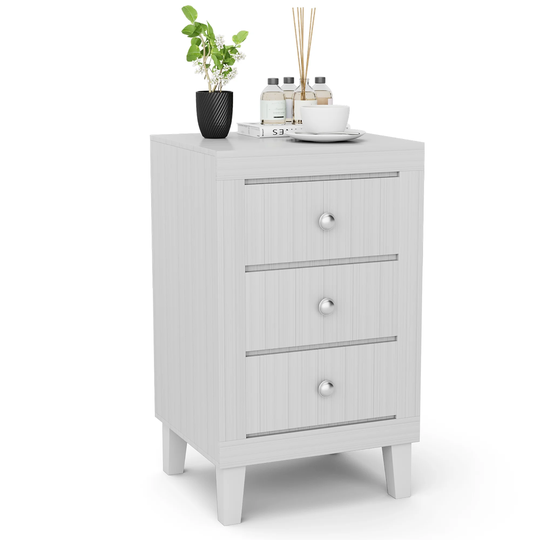 Costway Nightstand Sofa Side Coffee Table with 3 Drawer for Bedroom