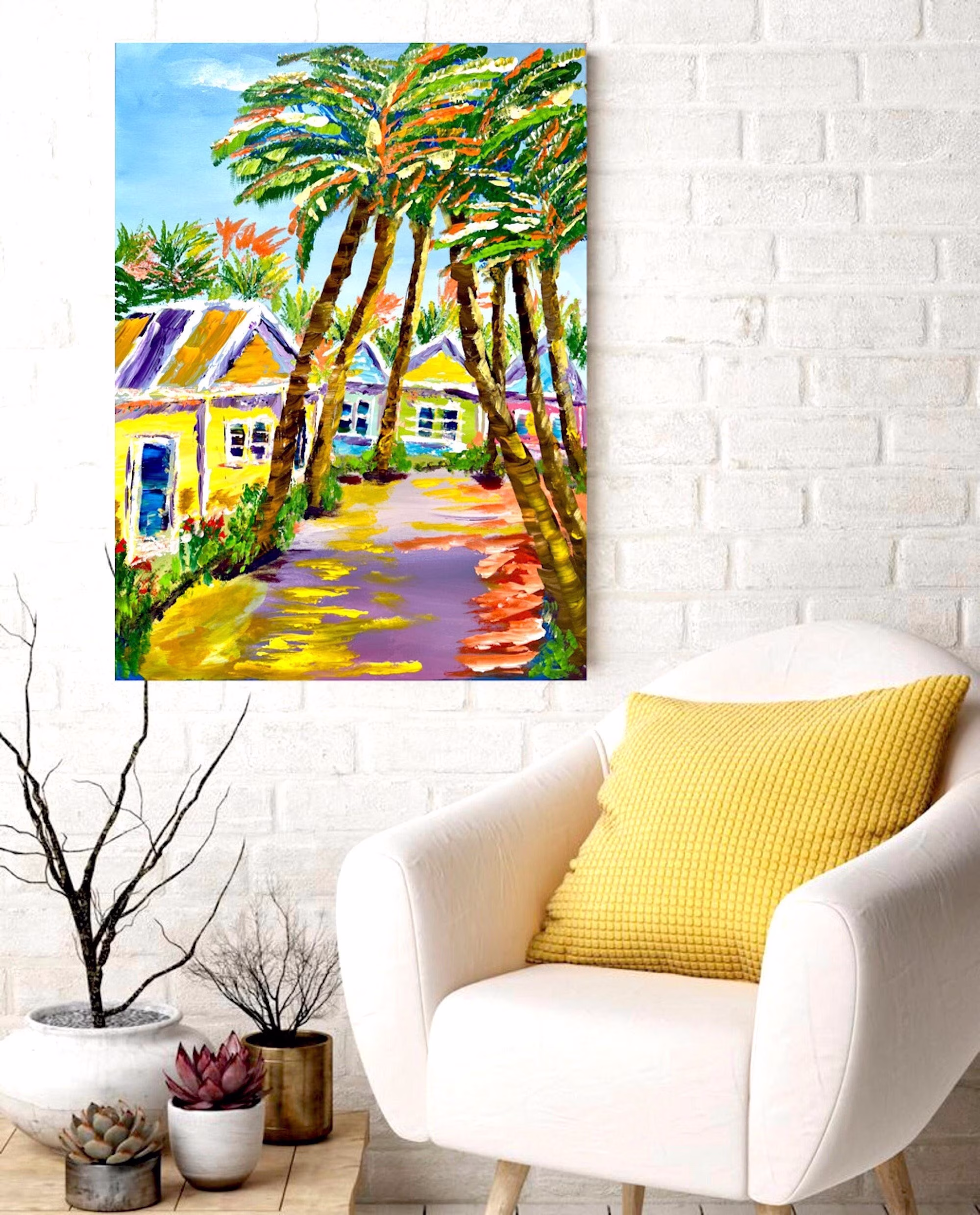 Key West Art Print Coastal Colorful Giclee On Canvas Or Original Painting Custom Handmade Wall 8x10, 11x14, 16x20, 20x30, 24x36In