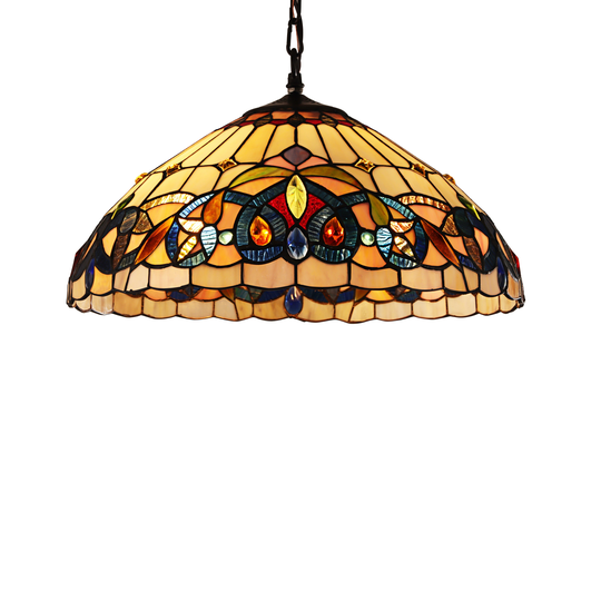 Tiffany-Style Victorian Design 2-light Blackish Bronze Hanging Pendant