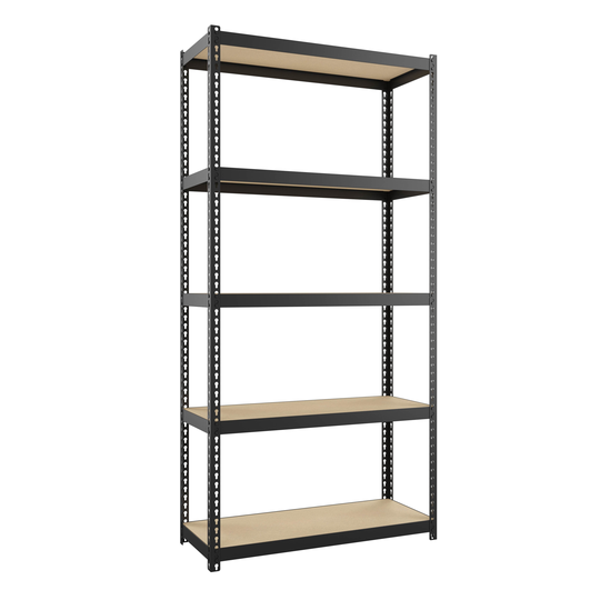 Space Solutions 1000 Riveted Steel Shelving 5-Shelf Unit, 12D x 30W x 60H, Black