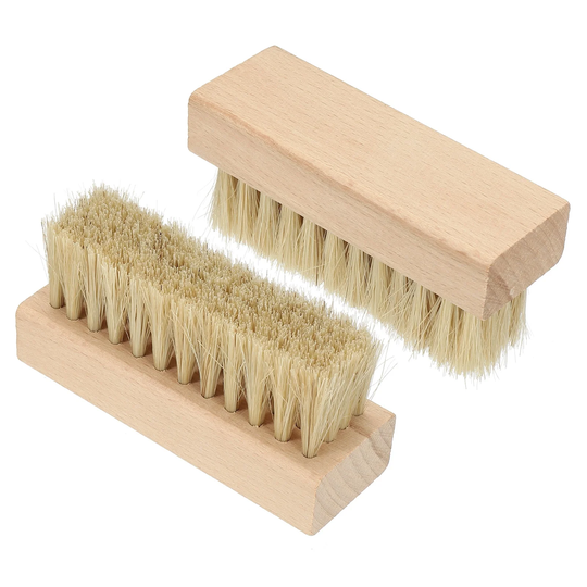 Bristle Shoes Brush, 2Pack Square Handheld Polish Daubers for Leather Boots - Wooden Color